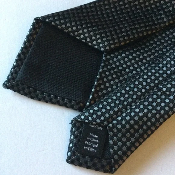 NORDSTROM NENS SILK TIE BLACK GRAY SMALL CHECK NEW